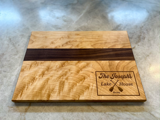 Cutting Board - Maple & Walnut  (17" With Engraving)